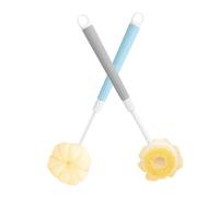 UTHCLO Shower Back Brush and Soft Bristle Body Scrubber Set, 2pcs Retractable Handle Bath Brushes with Mesh Sponge for Women’s Skin Exfoliating and Back Lotion Application in Shower