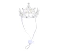 UTHCLO Small Dog Cat Pet Crown Tiara with Adjustable Strap, Silver Alloy Jewelled Headband for Birthday Parties and Pet Photo Props