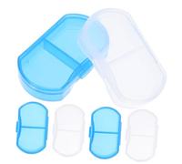 UTHCLO Small Pill Organizer Box 6pcs, Portable Two-Compartment Medicine Case with White and Blue Plastic Holders for Travel Vitamin Storage and Daily Pill Management