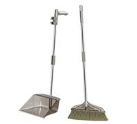 UTHCLO Soft Bristle Broom Set Dustpan Brush Kit Floor Cleaning Device Multi-Purpose Family-Friendly