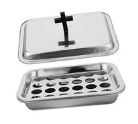 UTHCLO Stainless Steel Communion Tray with Cup Rack and Bread Pressure Plate Lightweight Portable Holy Communion Plate for Church Ceremonies Family Gatherings Easy to Clean Religious