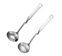 UTHCLO Stainless Steel Hot Pot Spoon with Hanging Slotted Soup Ladle and Oil Separator Kitchen Skimmer Utensils for Healthy Cooking and Convenient Pot Storage