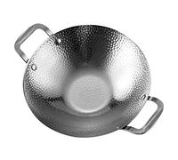 UTHCLO Stainless Steel Korean Cooking Pot Double Handle Saute Pan for Home Kitchen and Restaurants Hammered Surface Pan Suitable for Gas and Electric Stoves