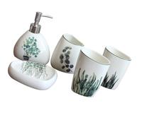 UTHCLO Storage Container Bathroom Accessory Set with Toothbrush Holder, Soap Tray, Gargle Cup, Ceramic 5pcs for Personal Washing