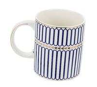 UTHCLO Striped Pattern Ceramic Coffee Mug Blue Nordic Style Bone China Cup Multi-Purpose Milk Cup for Couples Decorative Kitchen Drinkware