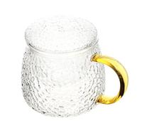 UTHCLO Stylish Glass Tea Mug with Ergonomic Handle and Good Durability for Daily Use and Get-Together, Hammer Pattern Drinking Cup Suitable for Milk and Tea