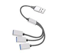 UTHCLO USB 3 Way Cable Splitter 1 Male to 3 Female Ports USB Extension Cable with Aluminum Alloy and Nylon Material 5v/2a Maximum Output Splitter for Flash Drive and Hard Disk Small