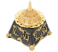 UTHCLO Vintage Arabian Resin Incense Burner Desktop Censer with Gold Metal Combination for Home Decoration Relaxing Aroma Holder for Frankincense Bakhoor Oud and Air Purification