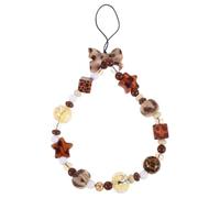 UTHCLO Vintage Beaded Phone Charm Wrist Strap with Leopard Print - Aesthetic Cellphone Lanyard Anti-Lost Hand Wristlet Compatible with Most Smartphones - Retro Phone Accessories for