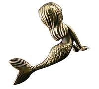 UTHCLO Vintage Brass Mermaid Figurine Miniature Desktop Ornament for Home Office Decor Stylish Retro Mermaid Statue for Living Mantelpiece Tabletop Unique Gift and Souvenir Idea
