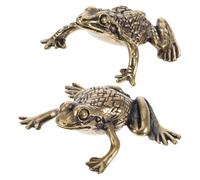 UTHCLO Vintage Brass Toad and Frog Figurine Set 2pcs, Golden Brass Animal Statue Decor, Feng Shui Wealth Toad Sculpture for Home and Office Tabletop Display
