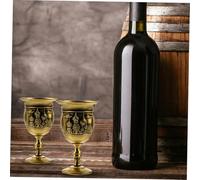 UTHCLO Vintage Embossed Metal Wine Goblet Retro Delicate European Liquor Cup Decorative Chalice for Whiskey Vodka Cocktails and Home Bar Display