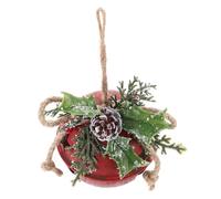 UTHCLO Vintage Red Xmas Berry Bell Ornament Iron Decorative Bell Pendant Compact DIY Hanging Decor with Pine Cone Design Festive Holiday Craft Accessory