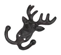 UTHCLO Vintage Rustic Cast Iron Deer Wall Hook Double Hook Coat Hanger Animal Decorative Wall Mounted for Home Entryway Bedroom Organizer