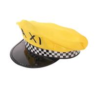 UTHCLO Vintage Taxi Driver Hat for Adults with Wide Brim and Checkerboard Band, Comfortable Polyester Design with Taxi Patch and Metallic Badge, for Role Play and Stage Performances