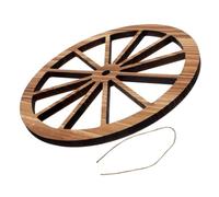 UTHCLO Vintage Wooden Wagon Wheel Wall Decor Dark Brown Rustic Farmhouse Carriage Wheel Ornament for Living Garden Office Aesthetic Home Decoration