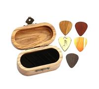 UTHCLO Walnut Wooden Guitar Pick Storage Case with Versatile Picks for Acoustic Electric Bass Guitars Convenient Organizer for Musicians and Multi Instrument Use