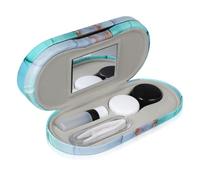 UTHCLO Wear-Resistant Double Layer Glasses Case with Mirror and Tweezer Pu Contacts Holder for Travel and Home Storage