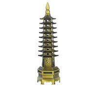 UTHCLO Wenchang Tower Home Decor Statue, Traditional Chinese Architecture Alloy Tower Ornament with Golden Finish, Compact and Portable Feng Shui Desk Decoration for Office Desk