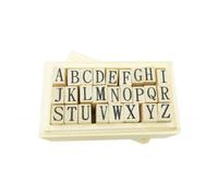 UTHCLO Wooden Mounted Rubber Alphabet Stamps Set 26 Pieces with Wooden Box for Making DIY Crafts and Personalizing Greeting Cards for Scrapbooking and Diary Cards