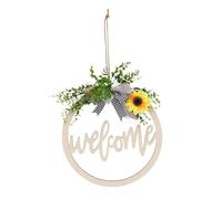 UTHCLO Wooden Welcome Board Pendant with LED Light Hollowed Door Hanging Decor for Indoor Outdoor Use Multipurpose Rustic Style Household Door Ornament Easy to Hang Decorative Wreath and