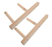 UTHCLO Wooden Yoga Mat Wall Rack 2-tier 39cm Height with Foam Roller Holder and Resistance Band Organizer for Home Gym and Yoga Studio Storage