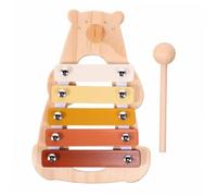 UTHCLO Xylophone Wooden Bear-shaped Percussion Instrument for Early Music Learning and Hand-eye Coordination Development Portable Musical for Playroom Fun and