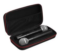 UTHCLO Zippered Microphone Carrier Hard EVA Case with Dual Holder and Mesh Pocket for Handheld Microphone Storage