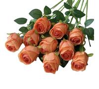 UTHDLM 10 Bundles Artificial Flowers-Artificial Roses-Bulgarian Roses-Outdoor&Indoor Decorative Imitation Flower-for Home/Wedding/Party/Garden/Office/Farmhouse Decor (Orange (10))