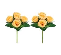UTHDLM 2Pcs Artificial Roses, Faux Pansy Bouquet, Indoor/Outdoor Fake Flowers for Vase, Home Decoration, Bride, Wedding, Party, Garden(Yellow-b)