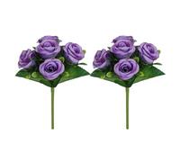 UTHDLM 2Pcs Artificial Roses, Faux Pansy Bouquet, Indoor/Outdoor Fake Flowers for Vase, Home Decoration, Bride, Wedding, Party, Garden(Purple-b)