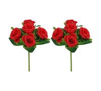 UTHDLM 2Pcs Artificial Roses, Faux Pansy Bouquet, Indoor/Outdoor Fake Flowers for Vase, Home Decoration, Bride, Wedding, Party, Garden(Red-b)
