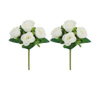 UTHDLM 2Pcs Artificial Roses, Faux Pansy Bouquet, Indoor/Outdoor Fake Flowers for Vase, Home Decoration, Bride, Wedding, Party, Garden(White-b)