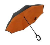 UTHDLM C-Handle Umbrella, Inverted Design, 8-Rib Reinforced Frame, Sun & Rain Use, Double-Layer UV & Rain Protection, Large Windproof Strong, Reverse Umbrella for Men & Women(Orange)