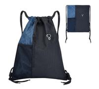 UTHDLM Drawstring Gym Bag Waterproof, Large Sports Backpack with Mesh Pockets, String Drawstring Backpack for Women Men, Sack Bag for Sports, Beach, Swimming, School, Hiking, Travel(Blue)