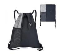 UTHDLM Drawstring Gym Bag Waterproof, Large Sports Backpack with Mesh Pockets, String Drawstring Backpack for Women Men, Sack Bag for Sports, Beach, Swimming, School, Hiking, Travel(Grey)