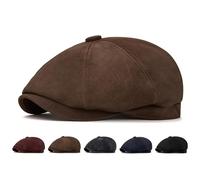 UTHDLM Men's & Women's Autumn & Winter Flat Cap, 8-Panel Beret Hat, Vintage Newsboy/Peaky Cap, Suitable for Daily Use, Driving, Gardening, Camping, Golf(Coffee)