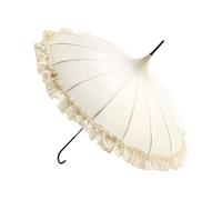 UTHDLM Pagoda Umbrella, PU J-Shaped Handle Umbrella for Rain, Windproof Sun UV Protection, 16-Rib, Classic Lace Parasol for Bride Wedding, Party