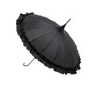 UTHDLM Pagoda Umbrella, PU J-Shaped Handle Umbrella for Rain, Windproof Sun UV Protection, 16-Rib, Classic Lace Umbrella for Bride Wedding, Party(Black)