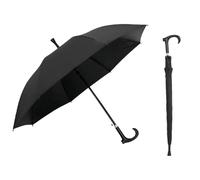 UTHDLM Walking Stick Umbrella, Cane Umbrella for Rain, Sun UV Protection, Anti-Slip with Reflective Strip, Classic Stick Umbrella for Men, Ideal Father's Gift for Climbing, Hiking(Black)