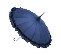 UTHDLM Windproof Pagoda Lace Umbrella, 16-Rib Reinforced Frame, Sun & Rain Protection, Leather Handle, UV and Rain Shield, Bridal Wedding Umbrella(Dark Blue)