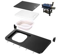 Utheer Folding Front Shelf for Pit Boss Austin XL 1000/Savannah 1500 | 29.5" Prep Table with Cutting Board, Foldable Basin, Lid and 5 Hooks, Supports Up to 60 lb for Food and Tools
