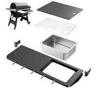 Utheer Upgraded Folding Front Shelf for Traeger Pro 780 and Ironwood 885 Pellet Grills, 32.5"x11.5" Heavy-Duty BBQ Prep Table with Cutting Board, Basin, 5 Hooks, 60-LB Load Steel Folding Grill Shelf