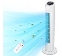 Uthfy Wingless Oscillating Tower Fan with Remote Control, White