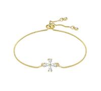 UTHOSMDO Clover Lucky Faith Bracelet for Women, Four leaf Cubic Zirconia Bracelets Cute Bracelets Trendy Jewelry Gifts for Friends and Family, Adjustable, Stainless Steel, no gemstone