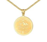 UTHOSMDO Faith Can Move Mountains Cross Necklace, Stainless Steel Nekclace, Inspirational Religious Jewelry Gifts for Family and Friends, 60cm, Stainless Steel, No Gemstone