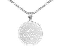 UTHOSMDO God Is Greater Than Highs and Lows Necklace, Stainless Steel Necklace, Inspirational Faith Pendant Gfits for Family and Friends, 60cm, Stainless Steel, No Gemstone