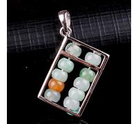 UTHTY Natural Gemstone Jade Necklace Harmony Buckle/Ancient Coin Pendant Necklace Lucky Charms Necklace for Women Men Feng Shui Bracelet Amulet for Protection,Abacus (Color : Abacus)
