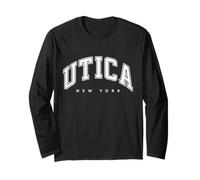 Utica New York NY Varsity Style White Text Long Sleeve T-Shirt