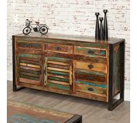 utica wide wooden sideboard with 2 doors 6 drawers in satin lacquer